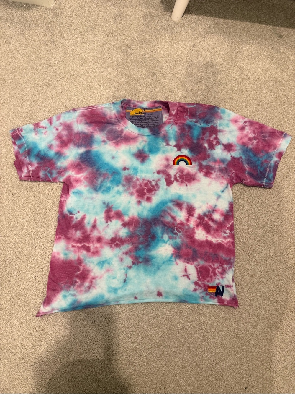 Aviator Nation Tie-Dye Short Sleeve Tee - Pink & Blue